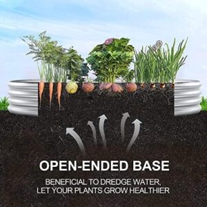 Land Guard 2Pcs Galvanized Raised Garden Bed Kit, Galvanized Planter Oval Large Metal Raised Garden Boxes Outdoor for Vegetables