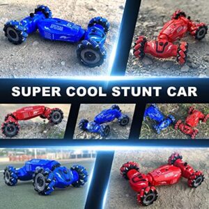 Upgraded Hand Gesture Sensing RC Stunt Car with Lights Music, Spray Drift Hand Gesture RC Car 360° Spins All Terrains Hand Controlled Car Toys for 6 7 8 9 10 Year Old Boys