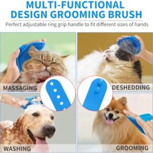 Comotech 3-in-1 Dog Grooming Brush | Adjustable Handle Shampoo Brush & Scrubber for Short & Long Haired Dogs & Cats (Blue)